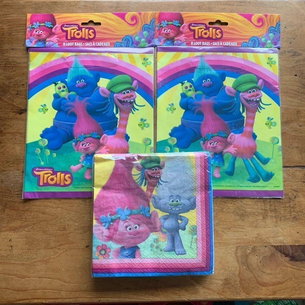 Trolls The Movie Party Pack Loot Bags Napkins New